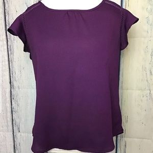 Haute Monde Purple Flowy Shoulder Blouse (C)